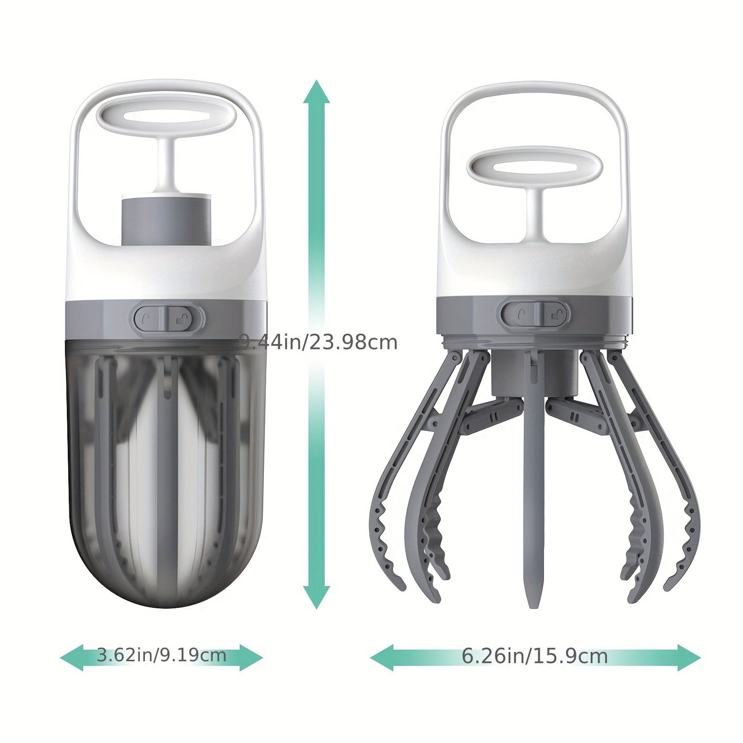 Dog Pooper Scooper No-Touch 2-in-1 with 75 Waste Bags & Wide Claw Attachment – Portable Hands-Free Hygienic Waste Pick-Up System for Small Medium Large Dogs, Parks & Lawn Use