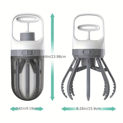 Dog Pooper Scooper No-Touch 2-in-1 with 75 Waste Bags & Wide Claw Attachment – Portable Hands-Free Hygienic Waste Pick-Up System for Small Medium Large Dogs, Parks & Lawn Use