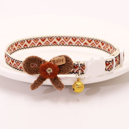 Cat Collar Set 6 Pack Decorative with Bow Lace Bells & Hanging Beads, Safety Breakaway Buckle Anti-Choke Cat Necklace Collar, Stylish Pet Collar Gift Set for Cats & Small Dogs