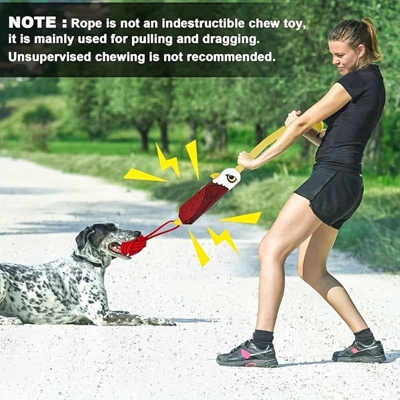 Dog Tug Rope Toy with Knotted Ball & Squeaker Interactive Tug-of-War Chew Toy for Medium Large Dogs - Training Rope Ball Toy in Corn Eagle Shark Camouflage Designs