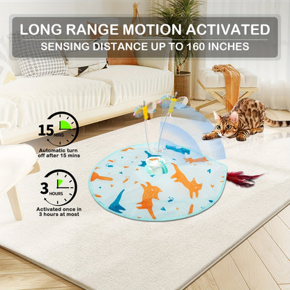 Interactive Cat Toy Electric Motion Activated 2-in-1 Rotating Butterfly & Feather Wand - USB Rechargeable 1200mAh Auto Shut-Off 3 Speed Modes Indoor Cat Exercise Toy by Valonii