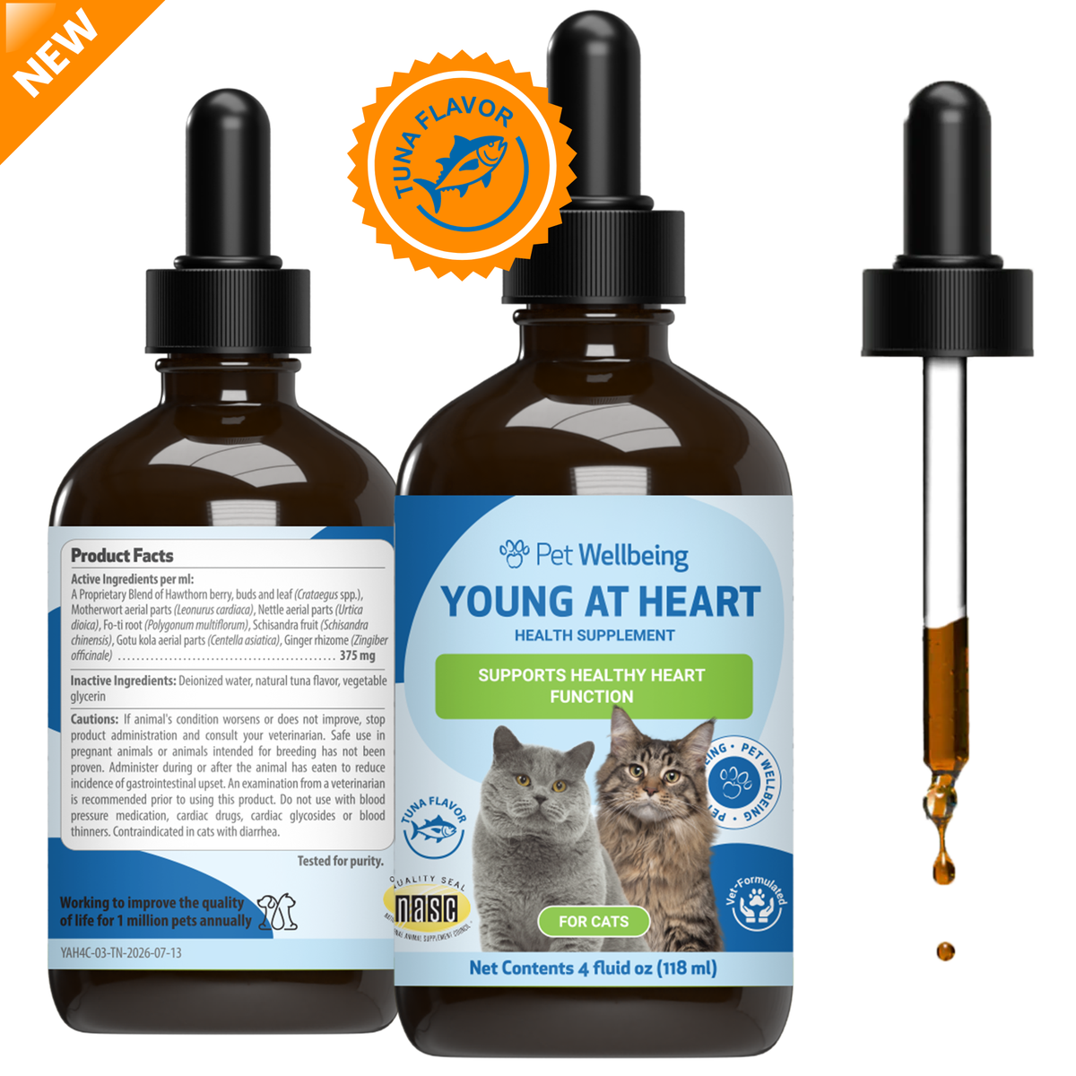 Cat Heart Supplement, Holistic Liquid Cardiovascular Support for Daily Feline Wellness: Bacon Flavor