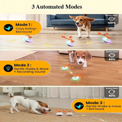 Automatic Rolling Dog Ball Toy with Rope - Motion-Activated Wicked Ball with Voice Recording, Interactive Self-Moving Stimulation Toy for Small Medium Dogs, Relieves Boredom & Anxiety