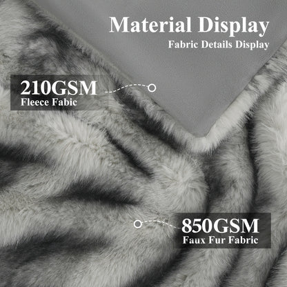 Faux Fur Throw Blanket 1060GSM Luxury - Super Soft Reversible Plush Mink Blanket for Bed Couch Sofa, Oversized Heavy Weight Cozy Blanket, Leopard Animal Print & Solid Colors, Throw & Twin Size