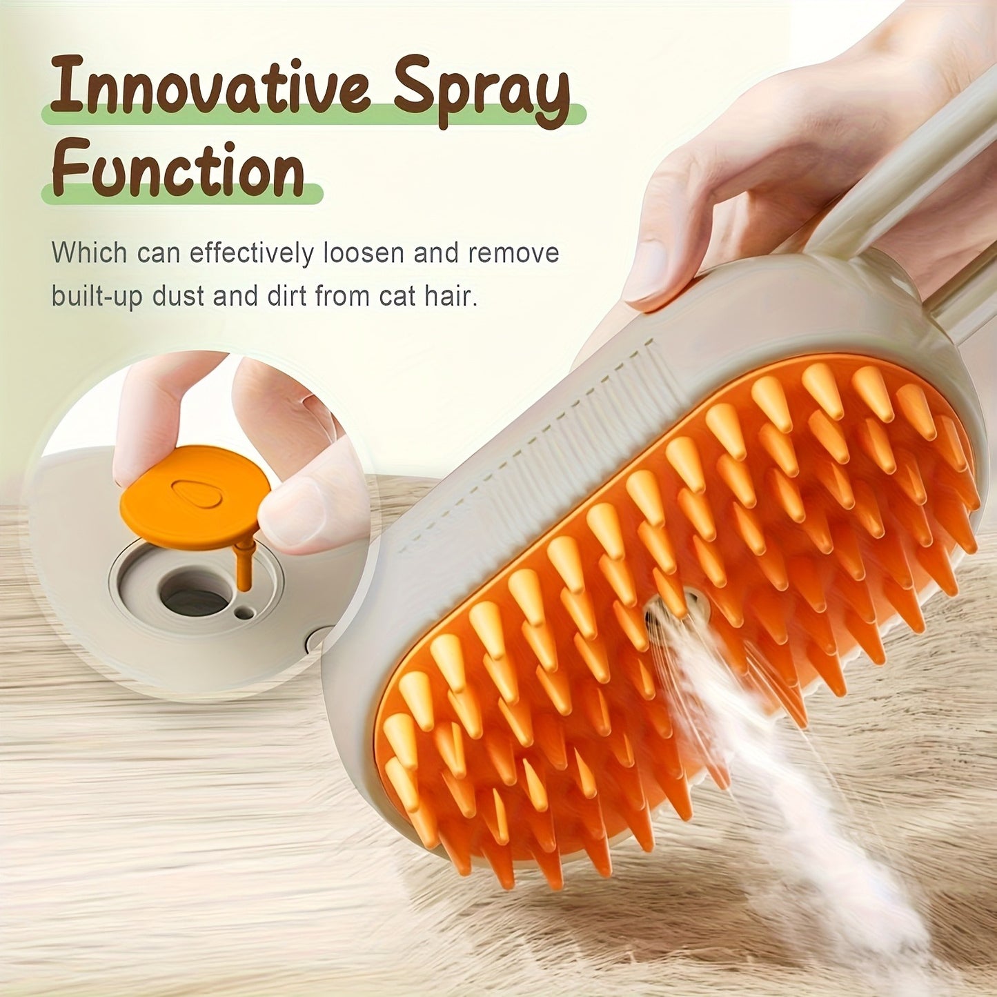 Cat Grooming Steam Brush - Self-Cleaning 4-in-1 Pet Brush with Spray for Cats & Dogs Shedding Grooming Control Deshedding Tool