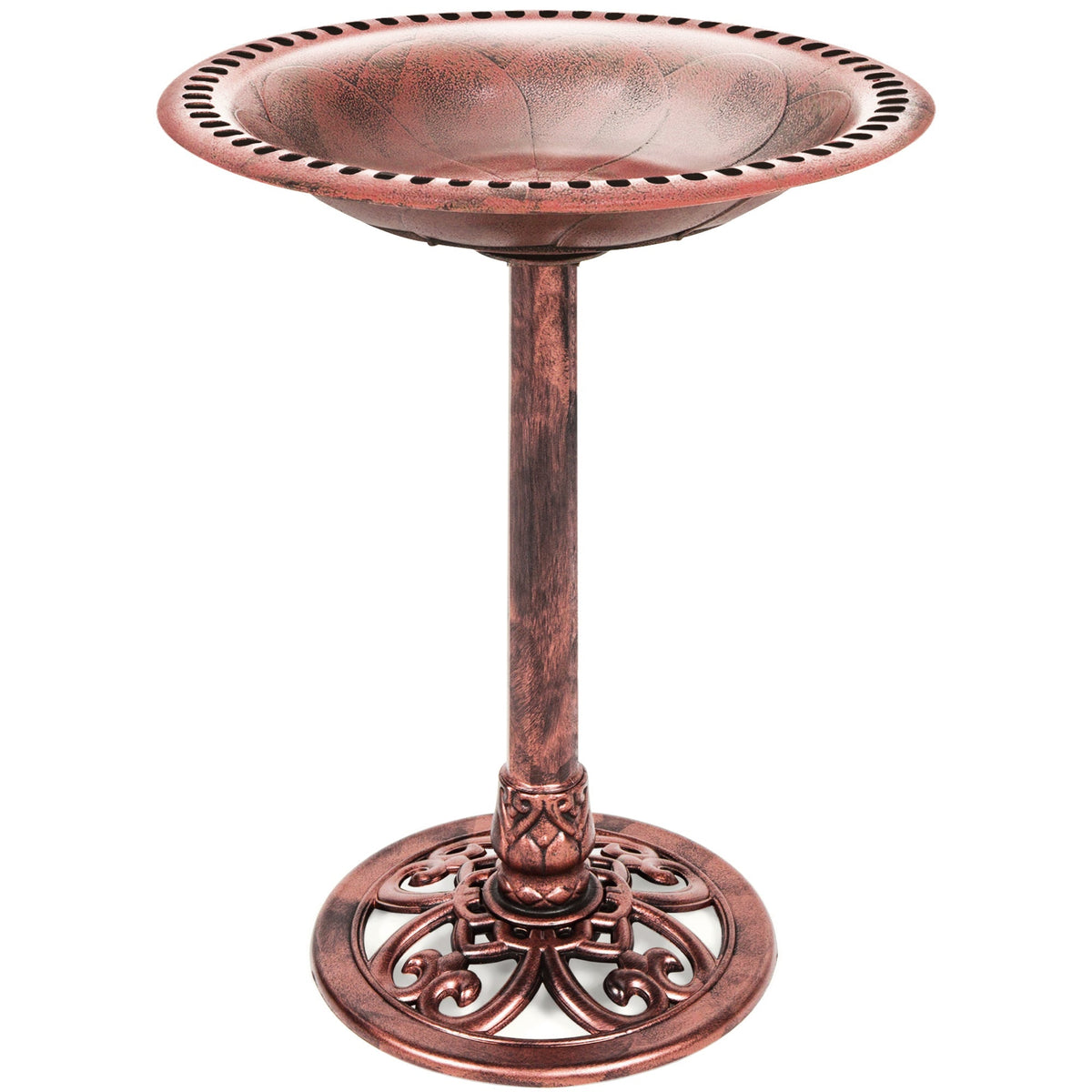 Vintage Outdoor Polyresin Bird Bath Apricot
