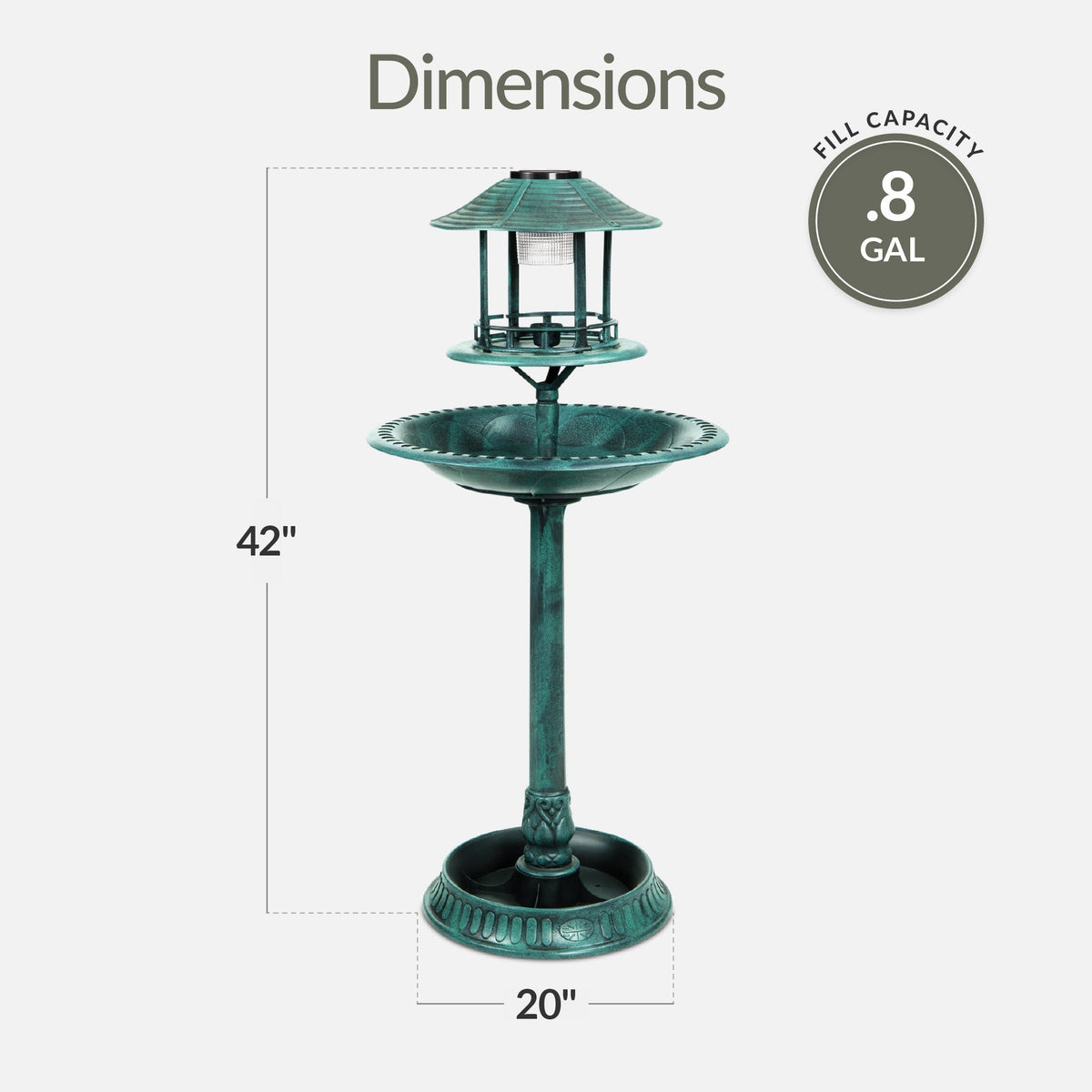 Solar Lighted Pedestal Bird Bath product image 23
