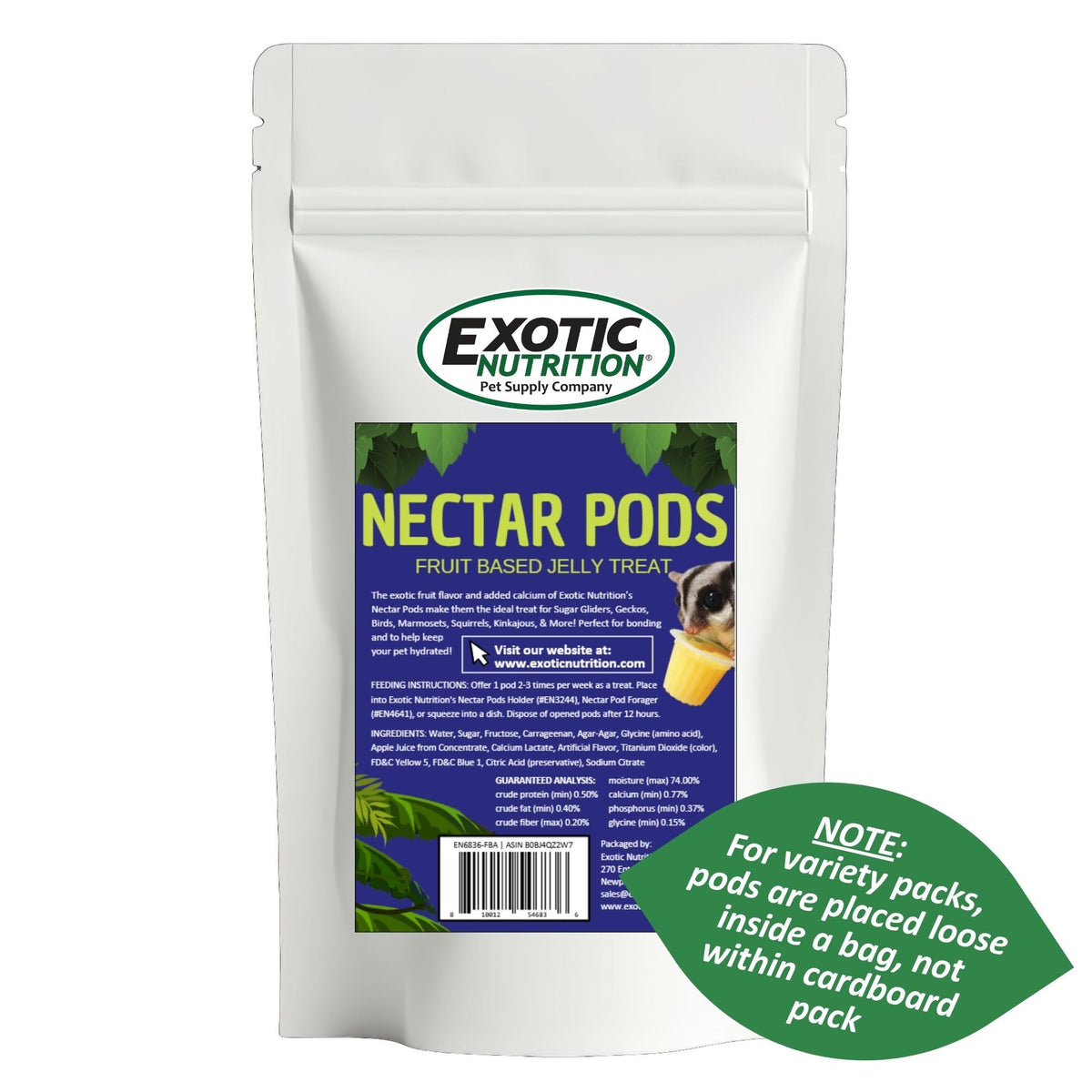 Fruit Jelly Nectar Pods for Exotic Pets 4 Flavor Variety Pack (32 Pods)