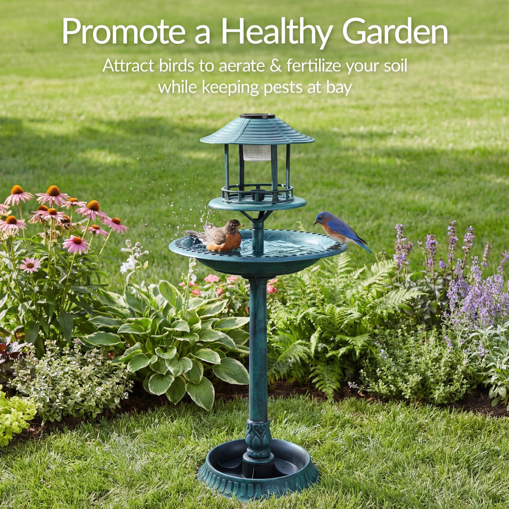 Solar Lighted Pedestal Bird Bath product image 35