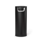 Front view of Simplehuman X-Large Pet Food Can, Matte Black, with airtight locking handle.