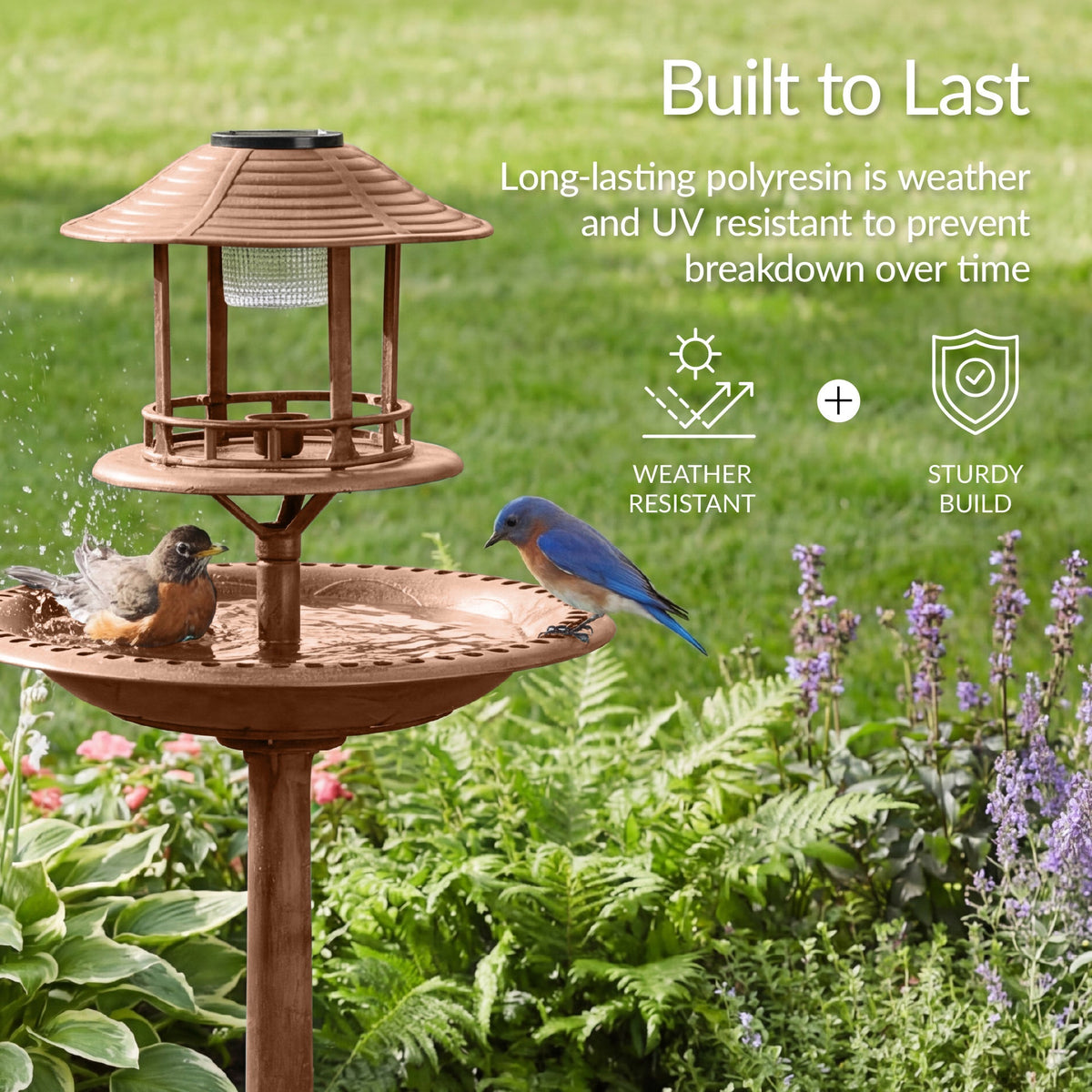 Solar Lighted Pedestal Bird Bath product image 18