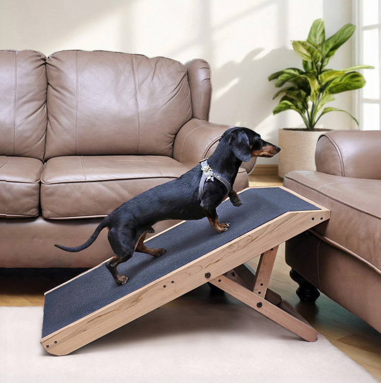 Foldable Non Slip Dog Ramp for Couch, Clear Natural / Without Rails