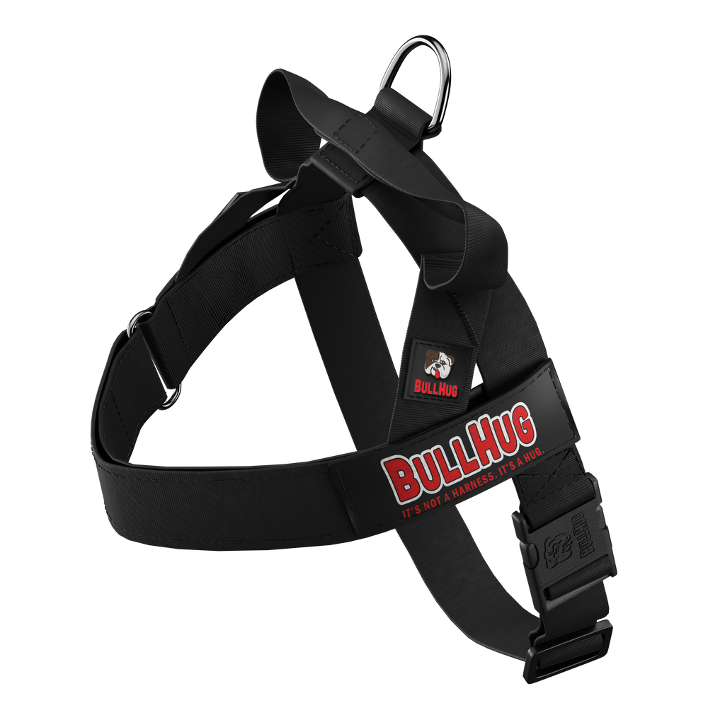 Black BullHug Dog Harness – Non-Choking, Adjustable
