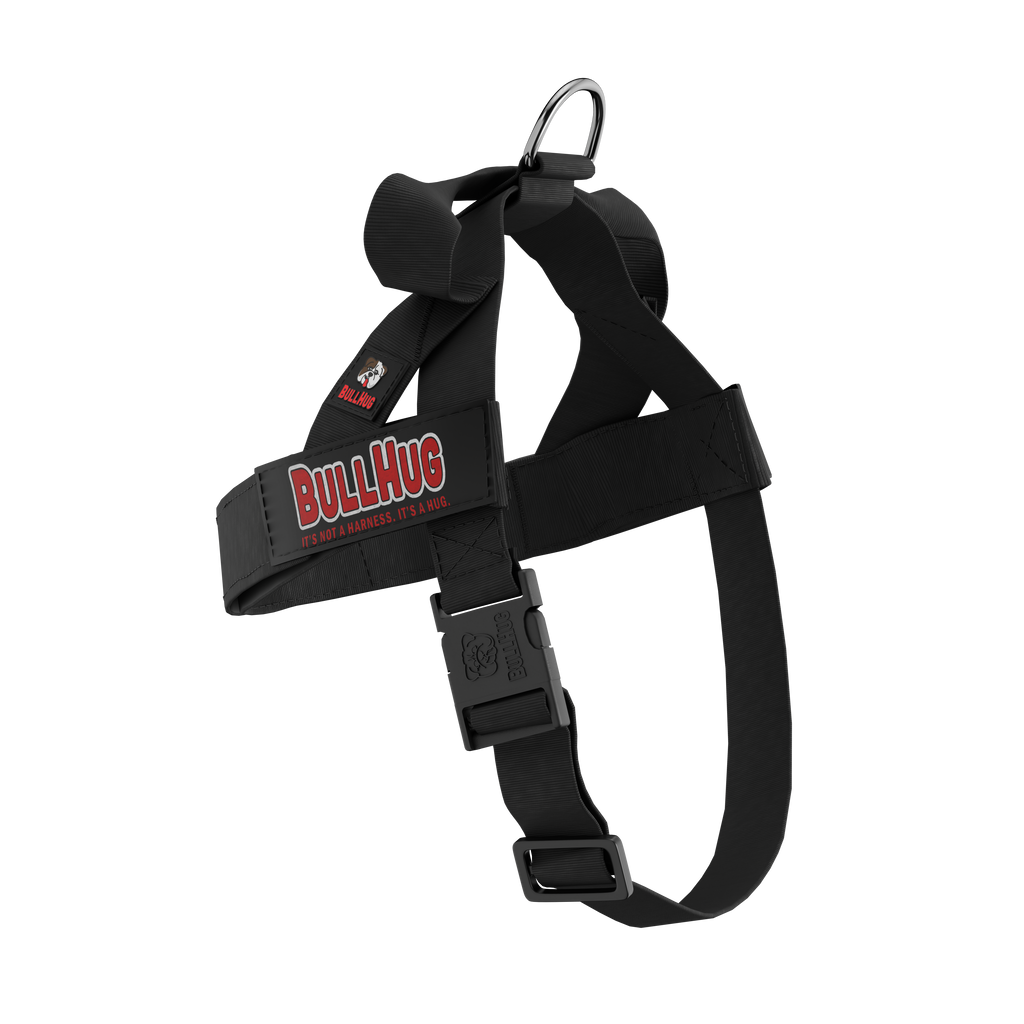 Black BullHug Dog Harness – Non-Choking, Adjustable