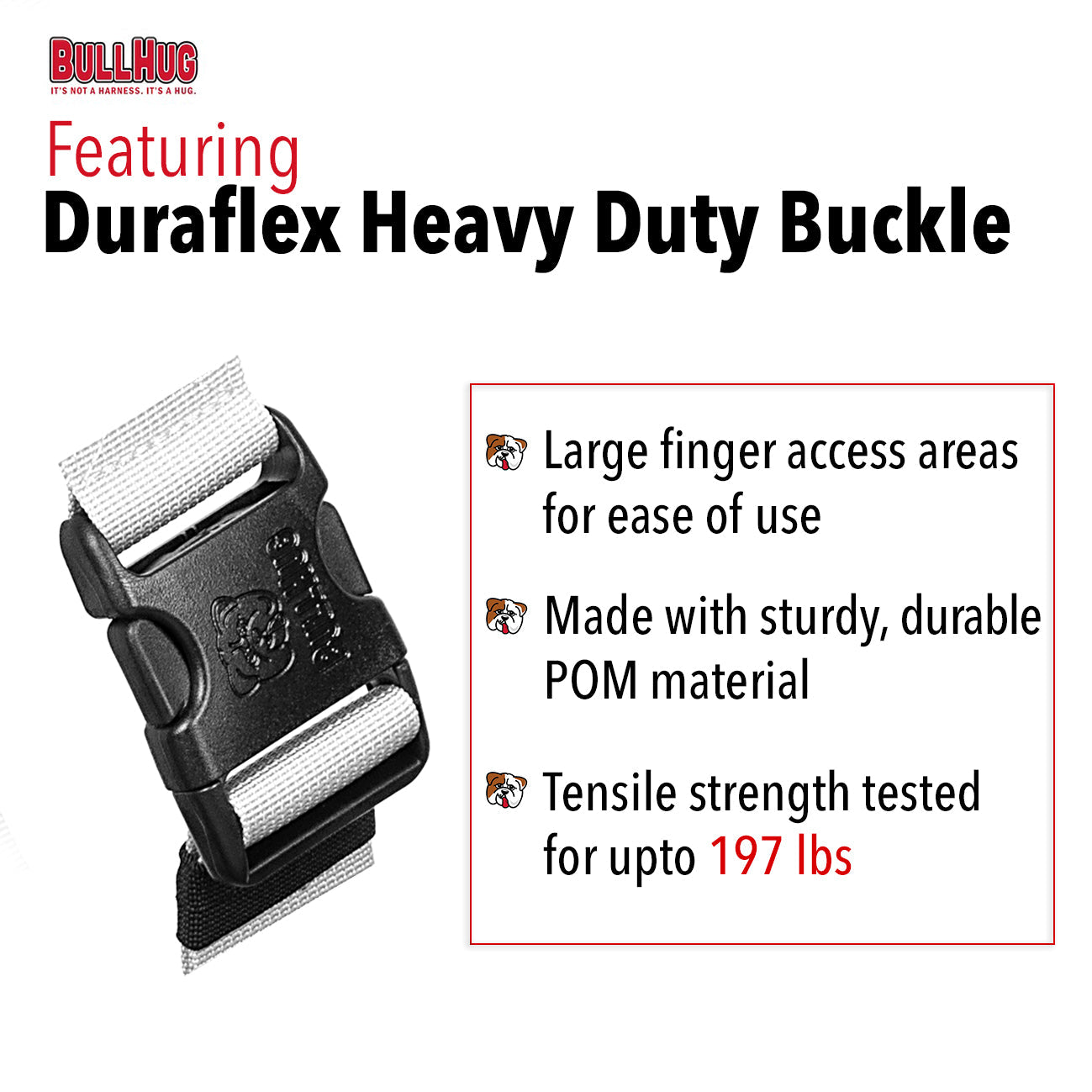 Black BullHug Dog Harness – Non-Choking, Adjustable