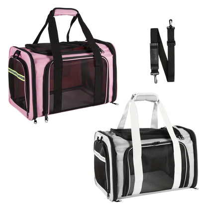 Airline Approved Pet Carrier Soft Sided – TSA Compliant, Collapsible Travel Bag for Small Medium Cats & Dogs Under 15 lbs, Breathable Mesh, Foldable Design