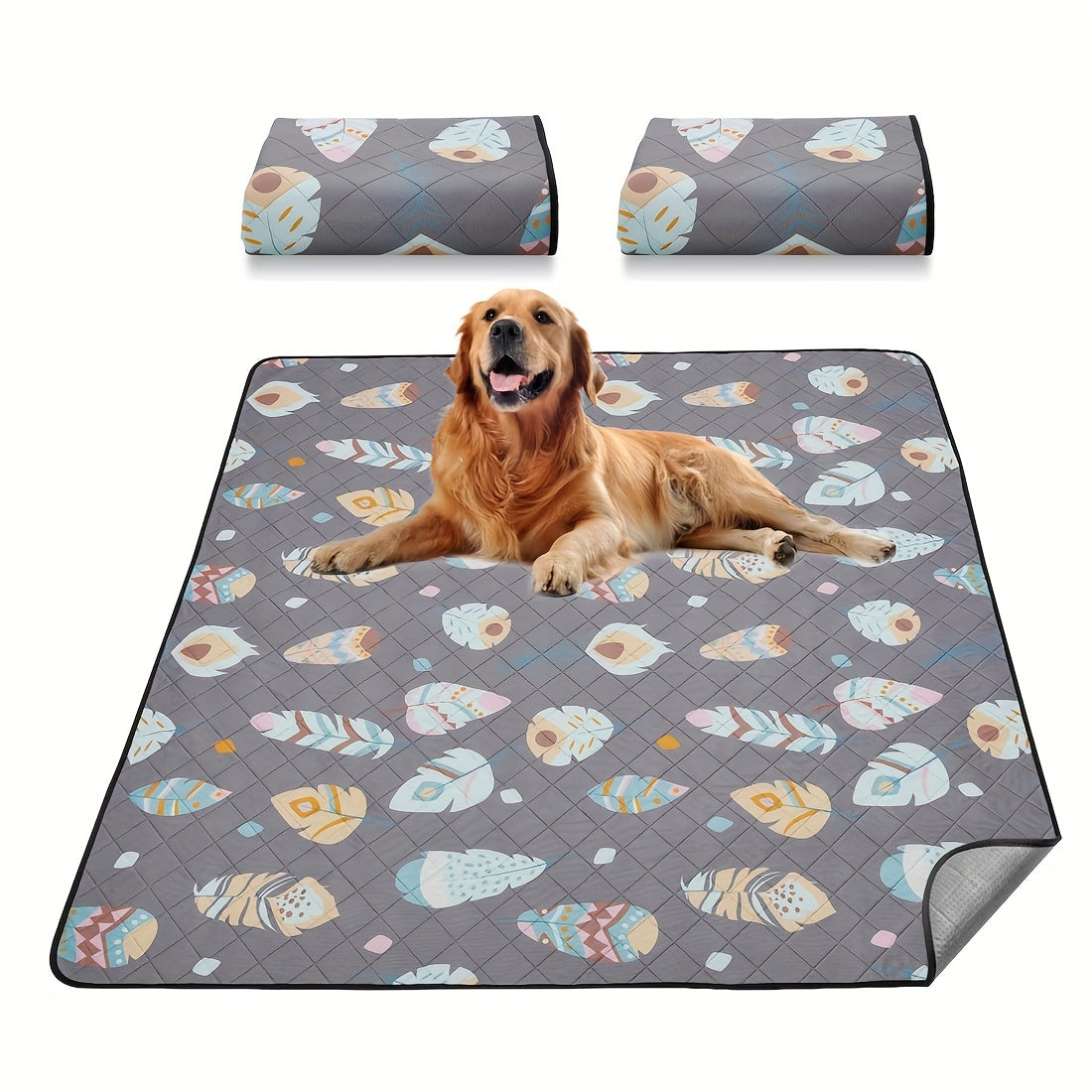 1/2/4pack LOOBANI Washable Pee Pads for Dogs, Ultra-Absorbent and Leak-Proof Whelping Pads, Non-Slip Reusable Puppy Pads, Puppy Training Pads for Playpen, Crate, Housebreak (Gray)