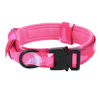 Metal-Buckle Tactical K9 Dog Collar With Hook & Loop Panel & Top Handle