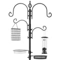 Four-Hook Steel Bird Feeding Station, Black