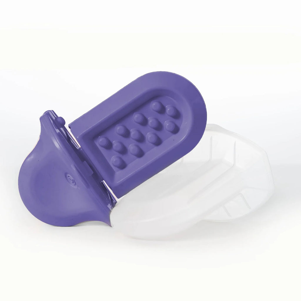 a Lavender Groov next to its freezer shell on a white background