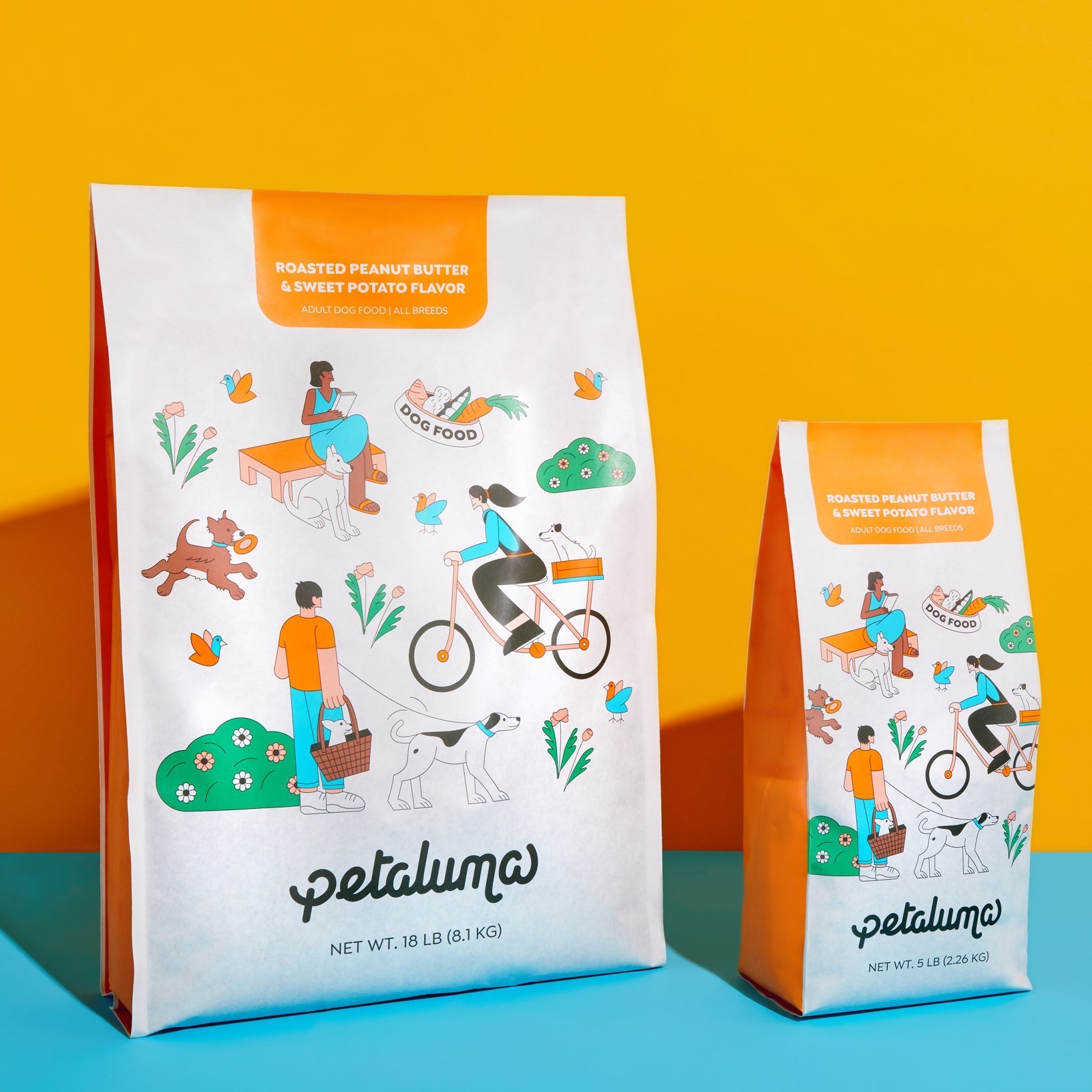 Two bags of Petaluma dog food