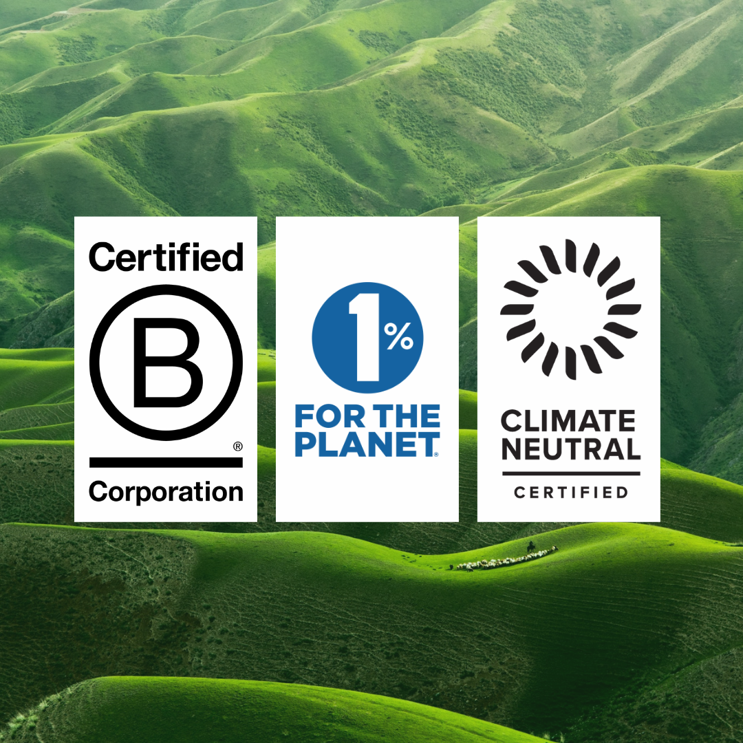 Petaluma certifications: Certified B Corporation, 1% for the Planet, and Climate Neutral