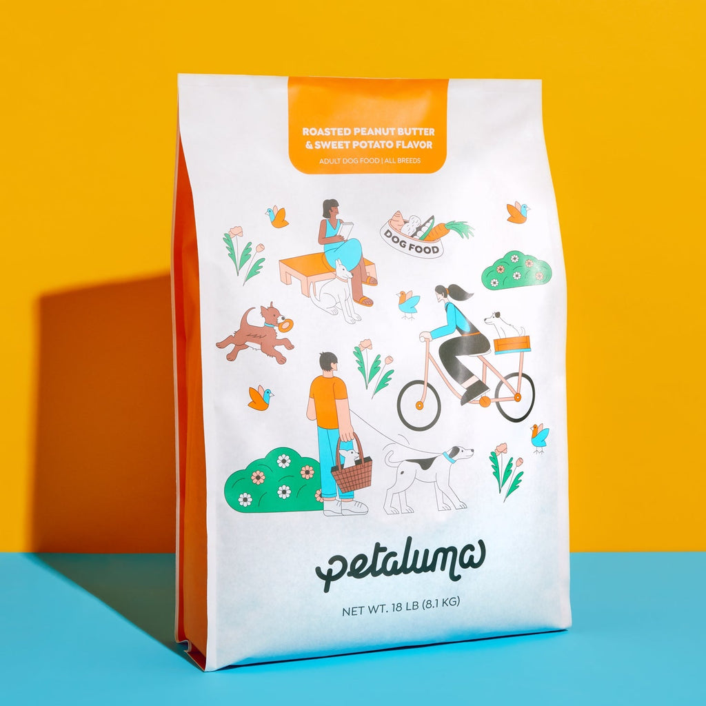 18 lb bag of Petaluma roasted peanut butter and sweet potato adult dry dog food
