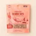 Polkadog Salmon Says training bits dog treats packaging on a beige background