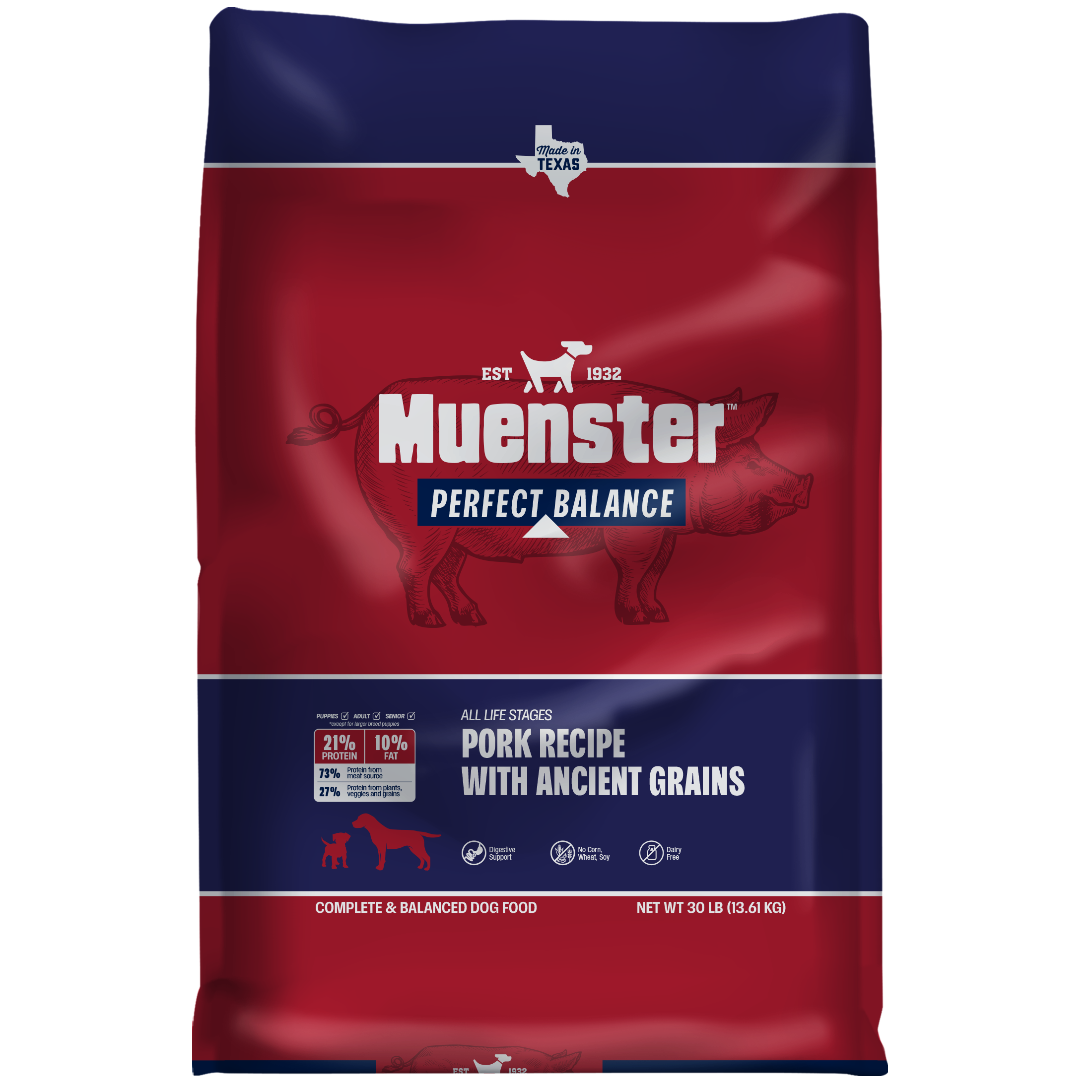 Pork Meal and Ancient Grains Dry Dog Food 30 Pound