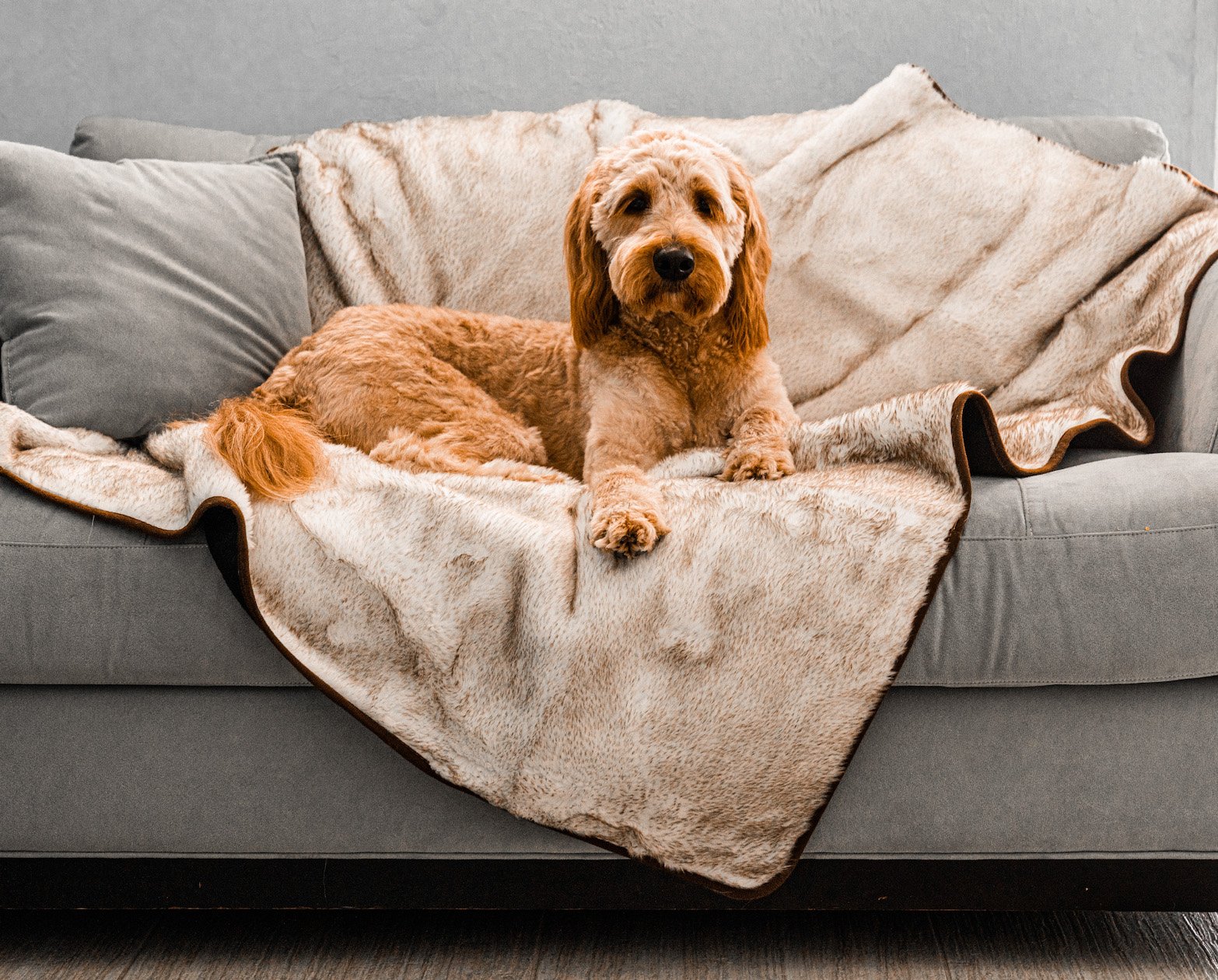 Waterproof Faux Fur Dog Throw Blanket, Original (60"L x 50"W)