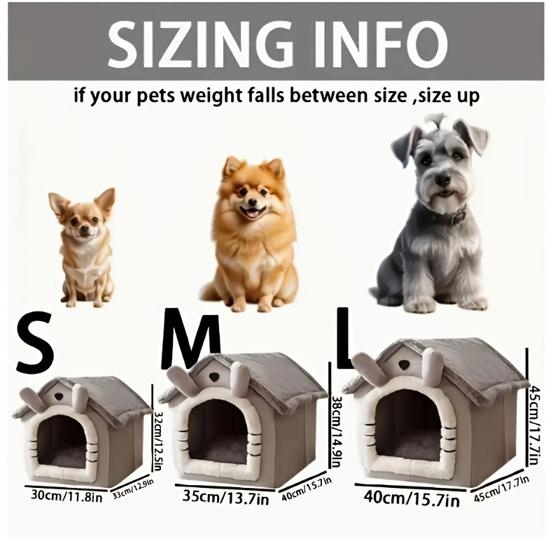 (Express Delivery) Comfortable Pet House for Cats And Dogs - Detachable, Washable Winter Bed | Classic Style Soft Polyester Cat Cave Nest