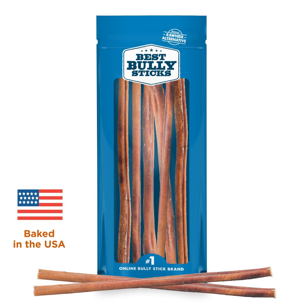 12-Inch Odor-Free Bully Sticks, USA-Baked Single-Ingredient Beef Dog Chews in 6 to 50 Count Packs source image 1