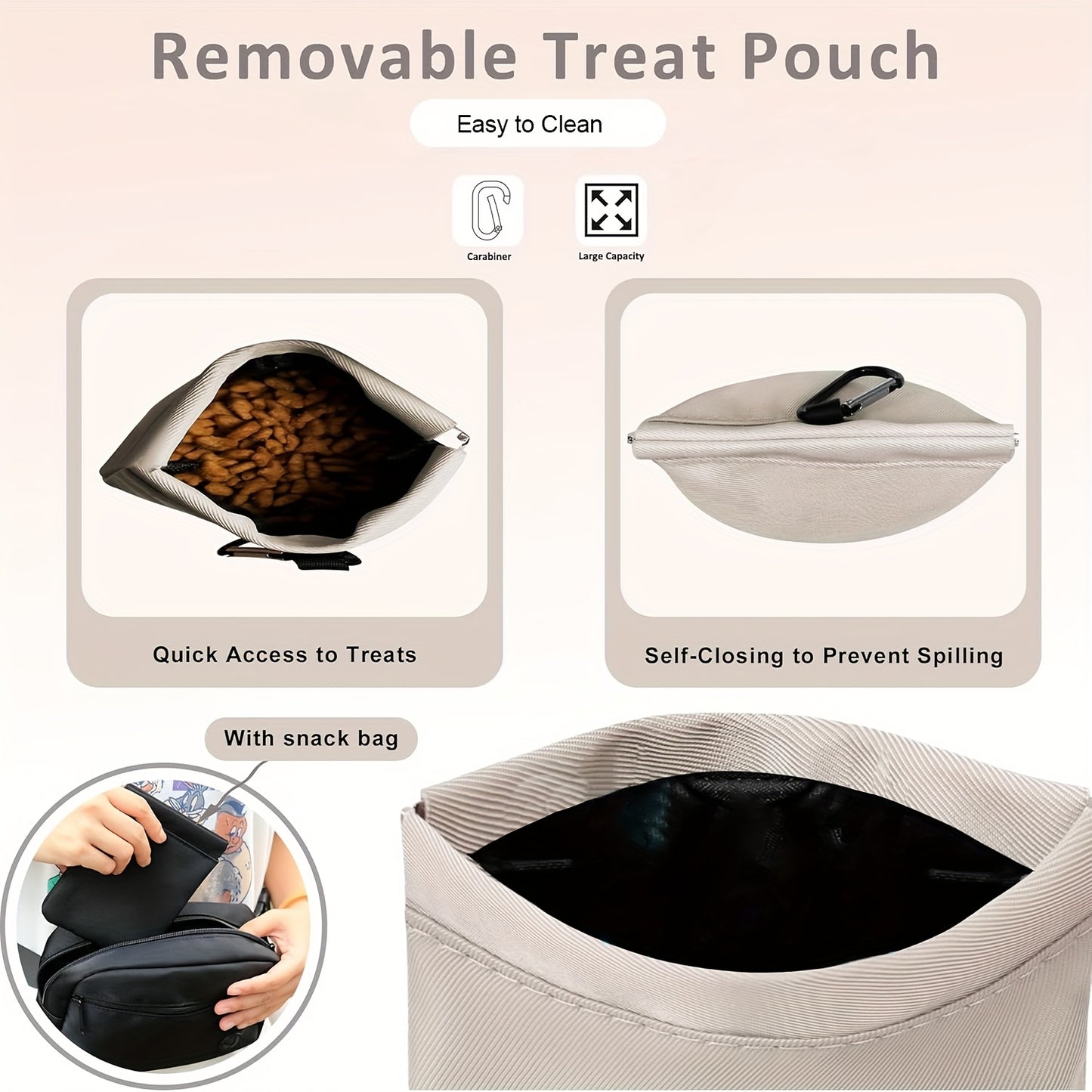 Dog Treat Pouch for Training - Waist Belt Bag with Poop Bag Dispenser, Detachable Treat Bag & Carabiner - Dog Walking Bag for Puppy Training Rewards, Fits Phone, Keys & Water Bottle