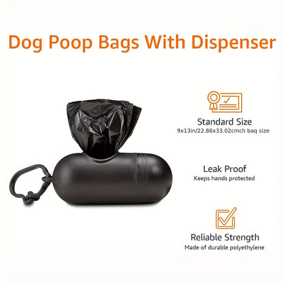 Dog Waste Bag Dispenser with D-Ring - 900 Bags Included, 60 Rolls, Leash & Key Attachment, Portable Poop Bag Holder for Walking