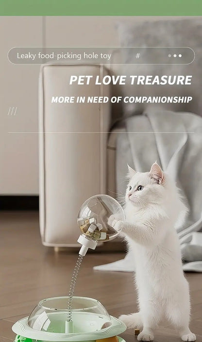 Cat Puzzle Toy Spinning Wheel with Food Spill Feeder - Interactive Rotating Excavating Toy for Indoor Cats & Kittens, No Battery Mental Stimulation & Hunting Instinct Exercise Toy