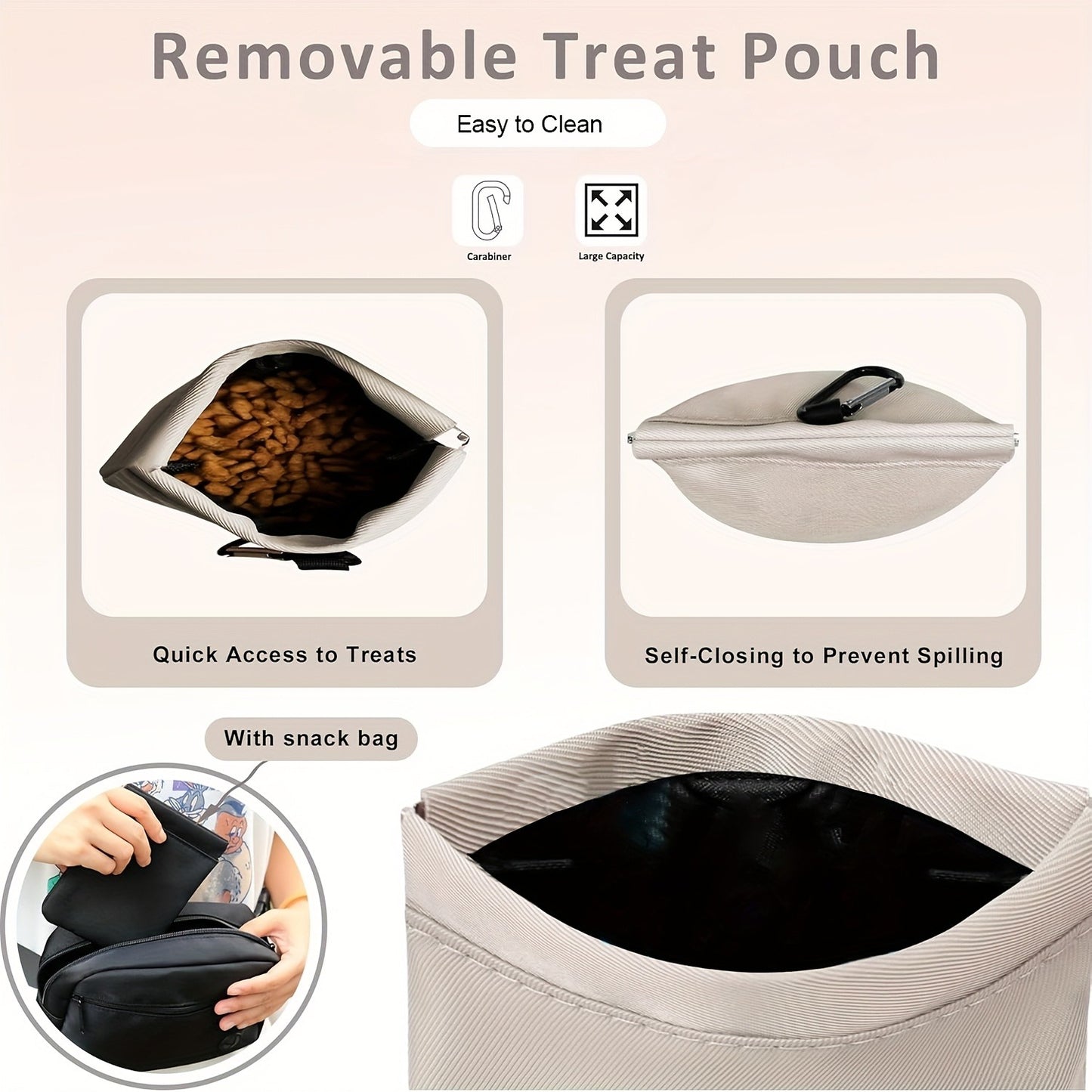 Dog Treat Pouch for Training - Waist Belt Bag with Poop Bag Dispenser, Detachable Treat Bag & Carabiner - Dog Walking Bag for Puppy Training Rewards, Fits Phone, Keys & Water Bottle