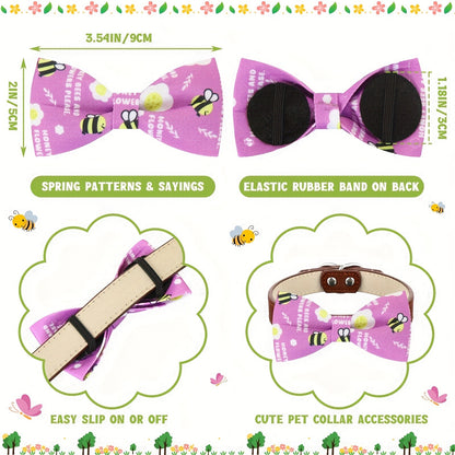 Dog Bow Ties 60-Pack Detachable Collar Charm Attachment – Seasonal Spring Puppy Bows Bulk Grooming Accessories for Small Medium Large Dogs & Cats, Pet Costume Collar Decoration Set