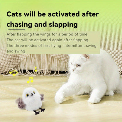 Flapping Bird Cat Toy with Realistic Chirping Sound - USB Rechargeable Interactive Plush Toy for Indoor Cats & Kittens, Smart Teaser for Exercise Enrichment & Boredom Relief
