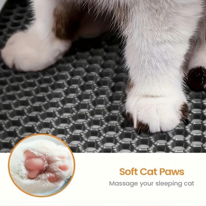 Cat Litter Mat Honeycomb Double Layer - Waterproof Urine-Proof Washable Litter Trapping Mat, Reduces Scatter & Easy to Clean, 2 Sizes & 3 Colors for Indoor Cats