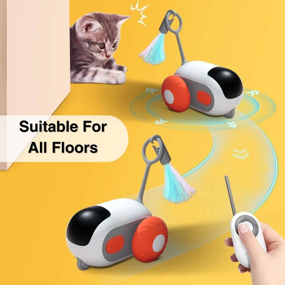Interactive Cat Toy: Remote-Controlled Smart Play for Cats with Auto Obstacle Avoidance and USB Rechargeable Fun
