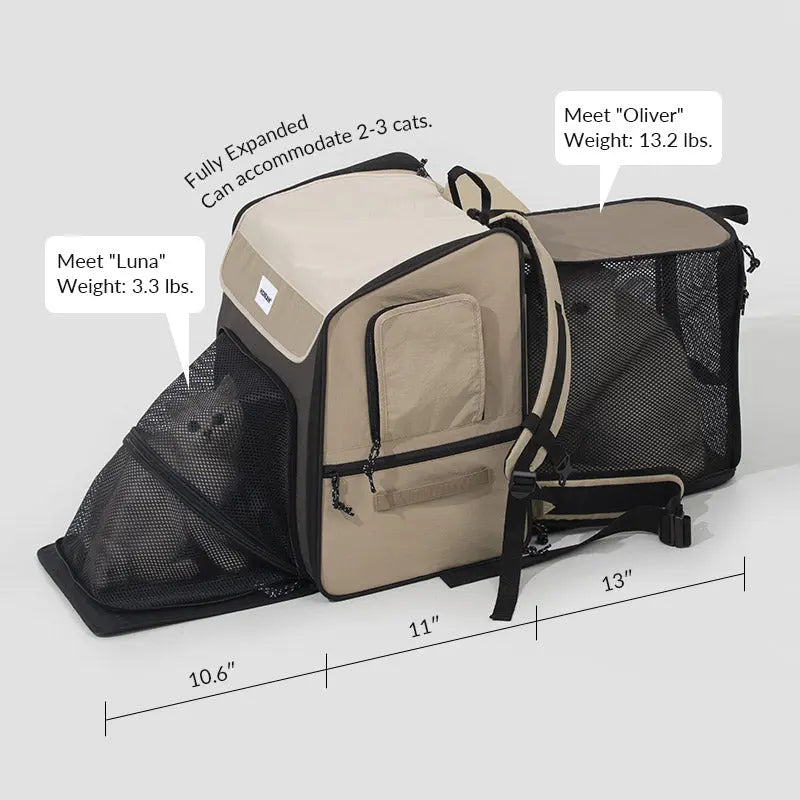 Pet Travel Backpack Tent for Cats and Small Dogs, Expandable 360° Ventilated Carrier for Car Trips, Camping and Home