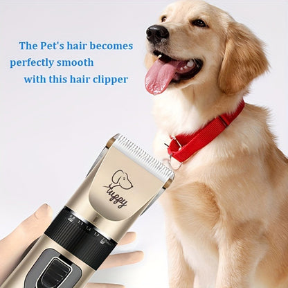 Pet Hair Trimmer Kit 2-in-1 with LED Nail Clipper – 12-in-1 Cordless Quiet Electric Clippers for Dogs & Cats, USB Rechargeable, 5 Guide Combs, Ergonomic Non-Slip Handle, Home & Salon Use