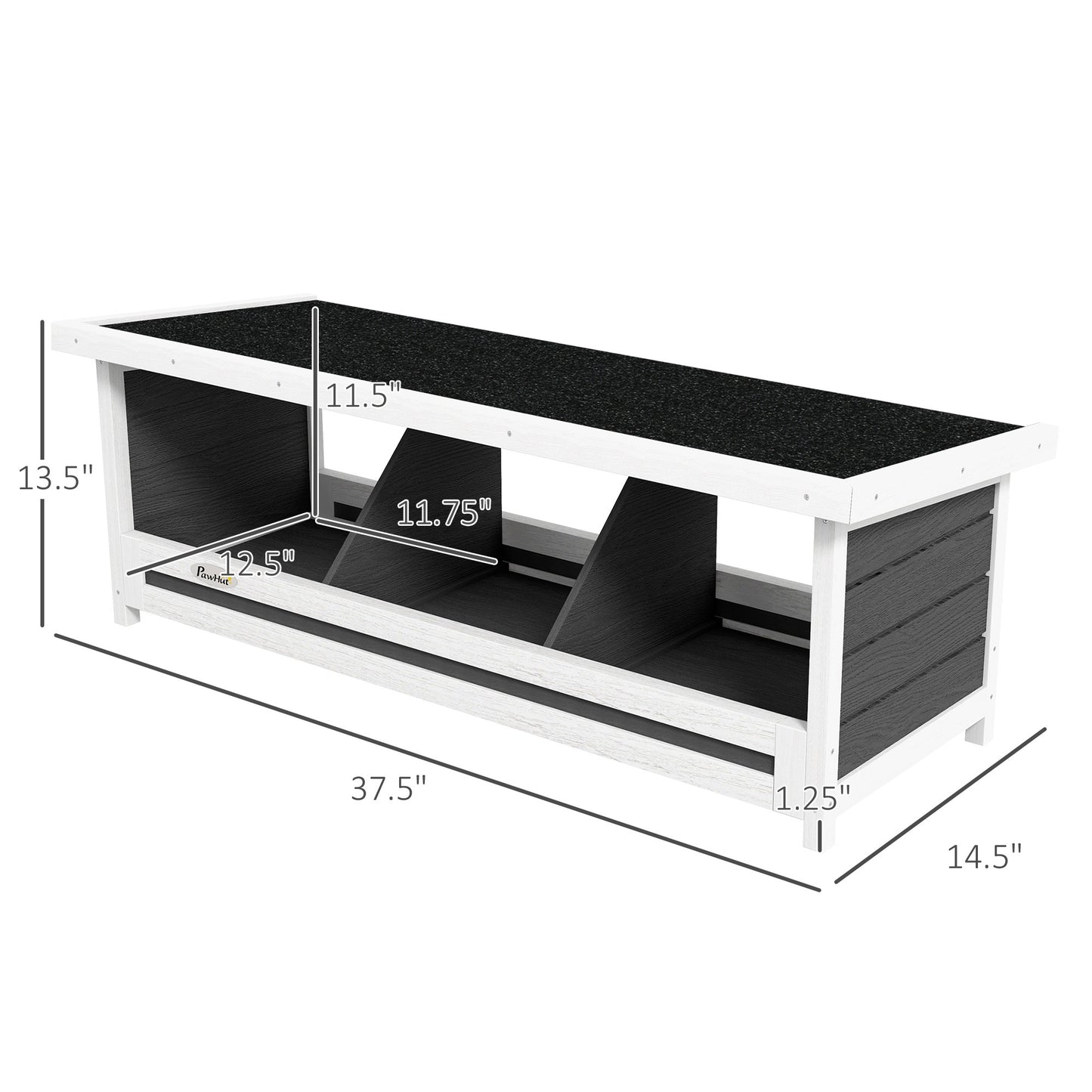 Chicken Nesting Box 3 Hole Wood Laying Box with Asphalt Roof for Hens, Indoor Outdoor Chicken Coop Nesting Boxes Fits Up to 3 Chickens, 37.5" L Weather-Resistant Fir Wood Hen House, Gray