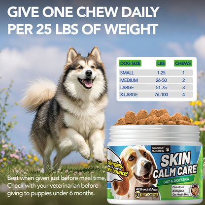 Dog Probiotic Chews – 6 Billion CFU with Bovine Colostrum & Astragalus Root, Gut Health & Immune Support, Chicken Flavor, 90 Chews for All Dogs