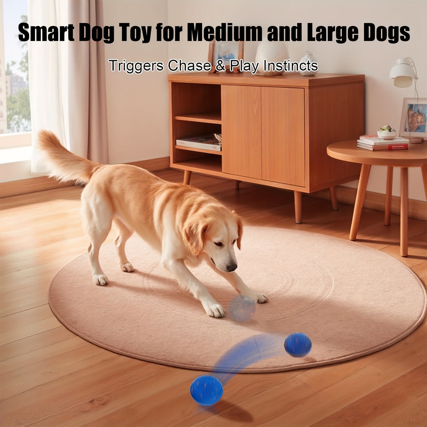 Automatic Moving Dog Ball Toy - Smart Motion-Activated Rolling & Rotating Ball for Medium Large Dogs, E-TPU Durable Bouncy Enrichment Toy for Dog Stimulation & Solo Interactive Play