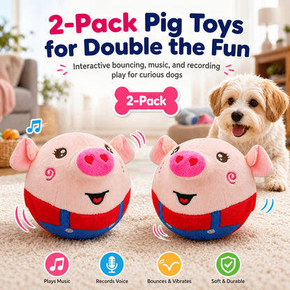 Electronic Bouncing Dog Toy with Animal Sound - USB Rechargeable Interactive Rolling Ball, Voice Recording & Music Mode, Washable Motion Sensor Toy for Small Medium Dogs & Puppies