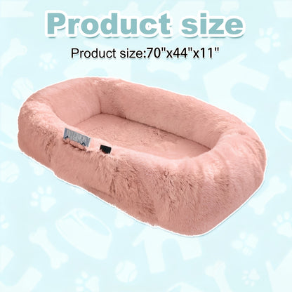 Human Dog Bed Extra Large - 70x44x11 Inch Washable Faux Fur Orthopedic Dog Bed for People & Pets, Non-Slip Giant Dog Bed with Removable Cover, Napping Lounger for Adults & Dogs in Multiple Colors