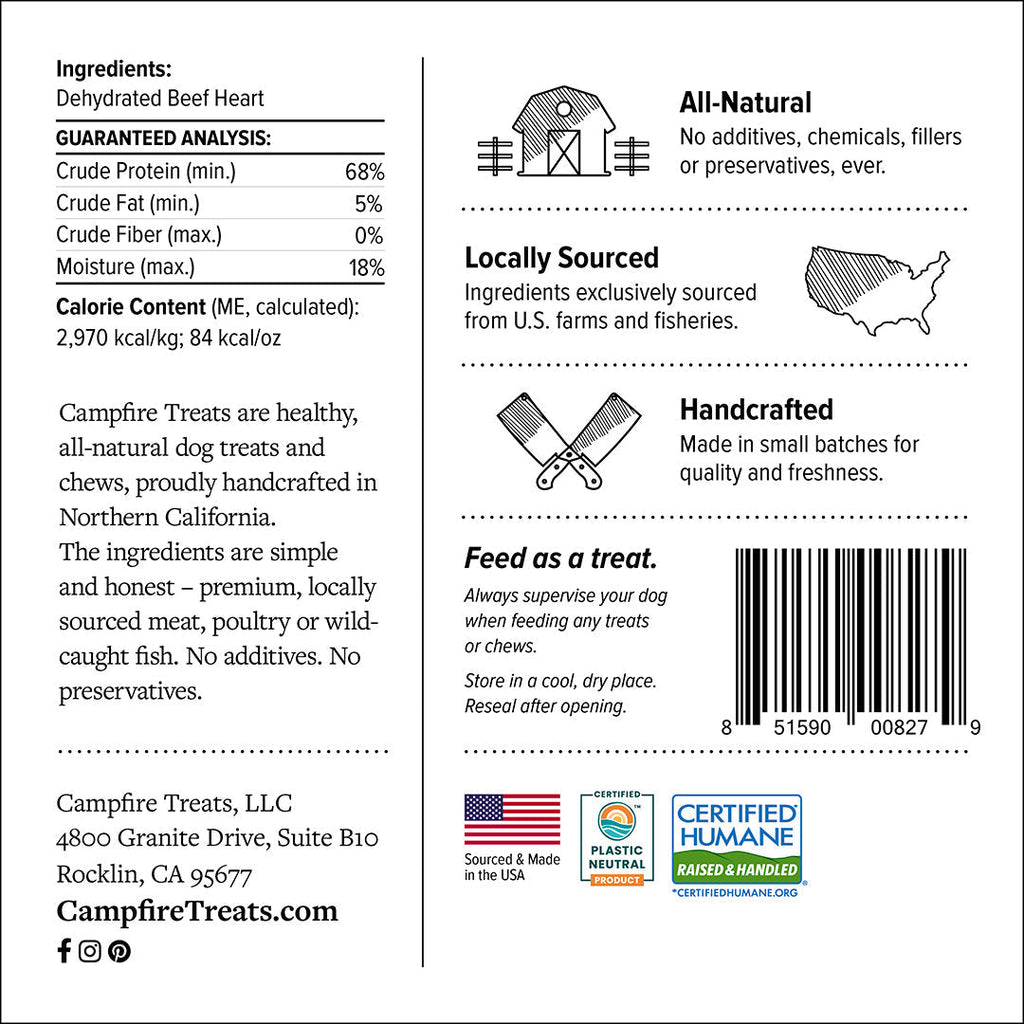 Beef Heart Dog Treats Made in America | Certified Humane | Plastic Neutral Certified