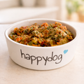 Fresh homemade dog food prepared using Happy Dog Food vitality grain free base mix