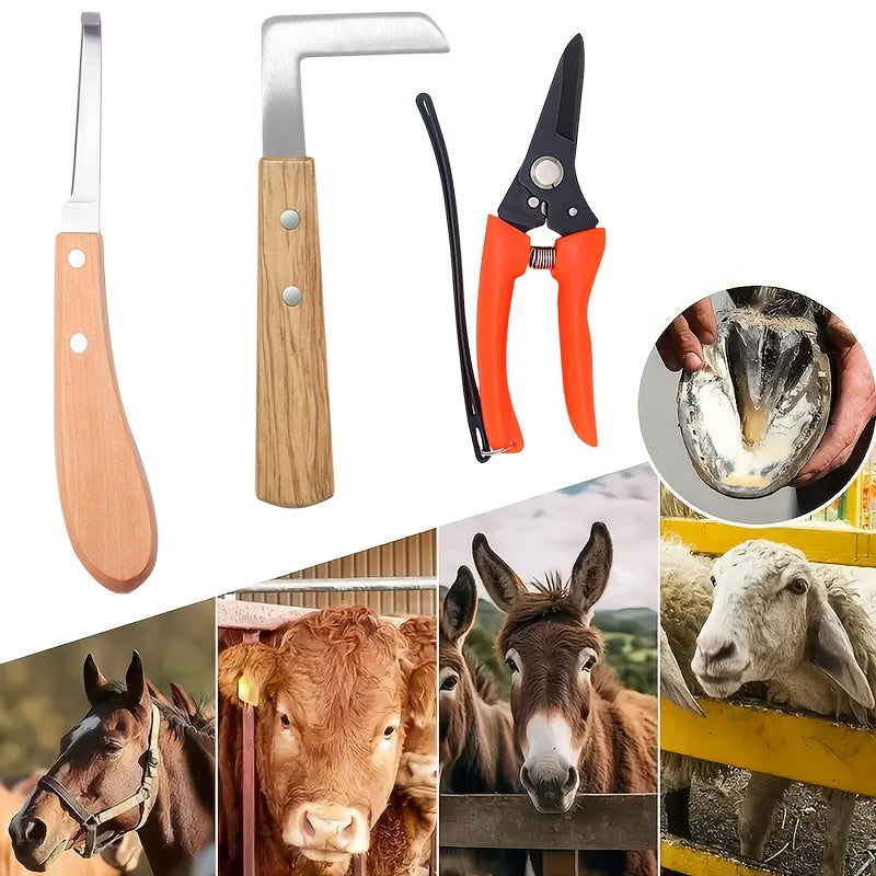 10 Inch Farrier Tool Kits (9pcs)Horse Goat Hoof Trimmers Carbon Steel Nippers Shears Nail Clipper Mini Rasp Hoof File Professional Farriers Hoof Nipper Cutter Handle Knife With Storage Bag